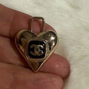 Chanel Gold Colored Zipper Pull with Black Accents